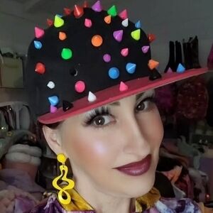 Rainbow Studded Spiked Cap